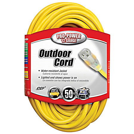 Pro-Power12/3 SJTW Yellow Lighted Outdoor Extension Cord