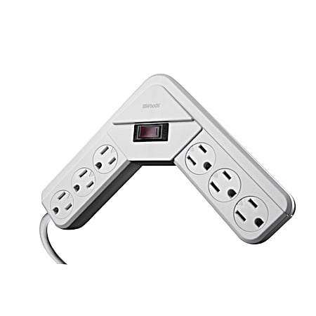 Woods White 6-Outlet Corner Power Strip w/ 4 ft Cord