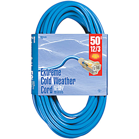 12/3 SJTW Extreme Cold Weather Blue Lighted Outdoor Extension Cord