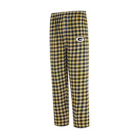 Men's Green Bay Packers Team Plaid Logo Flannel Lounge Pants