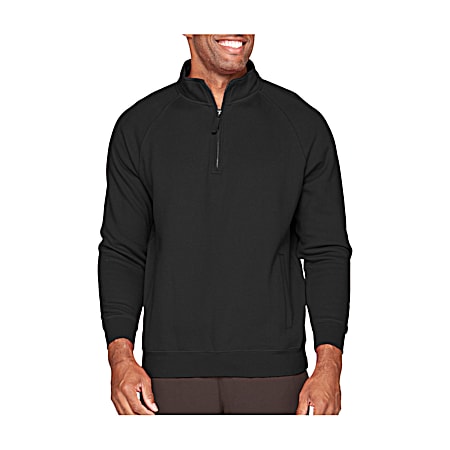 Men's Authentic Classic Black 1/4 Zip Long Sleeve Pullover
