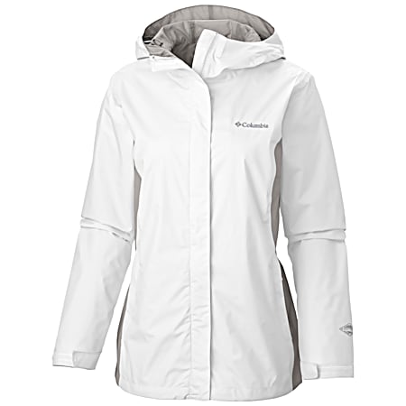 Columbia Women's Arcadia II White Hooded Full Zip Nylon Rain Jacket