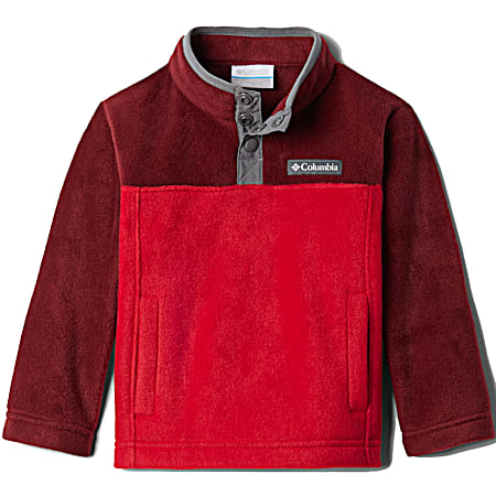Columbia Boys' Steens Mountain Red/Jasper Red 1/4 Snap Fleece Jacket