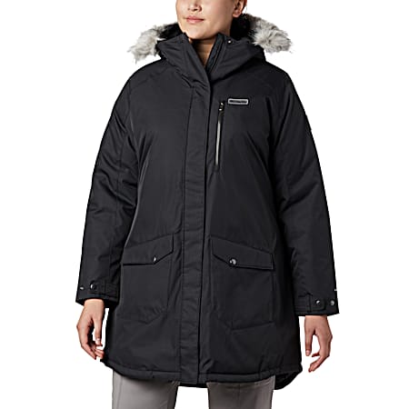 Women's Suttle Mountain Black Insulated Hooded Full Zip Long Polyester Jacket