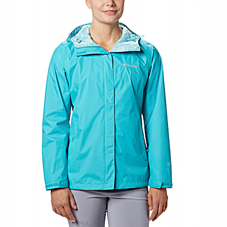 Columbia Women's Arcadia II Geyser Hooded Full Zip Nylon Rain Jacket
