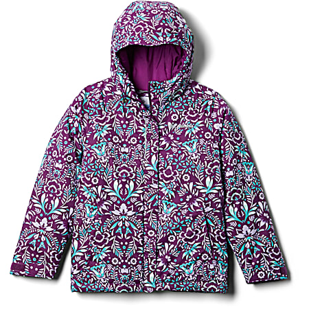 Columbia Girls' Horizon Ride Plum Folk/Floral Printed Hooded Full Zip Jacket