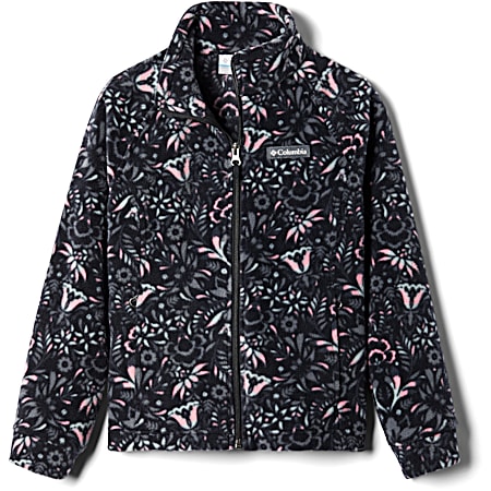 Columbia Girls' Benton Springs II Black Folk/Floral Print Full Zip Fleece Jacket