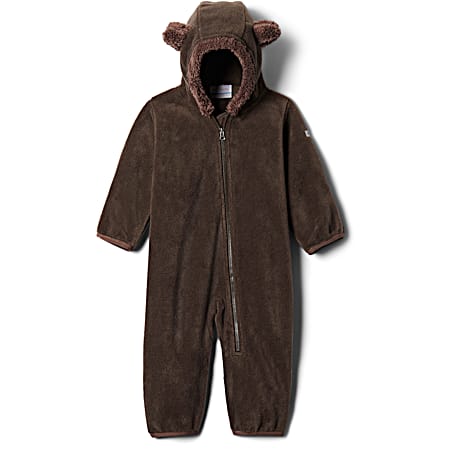 Infant Tiny Bear II Bark/Bison Brown Hooded Full Zip Fleece Bunting w/Ears