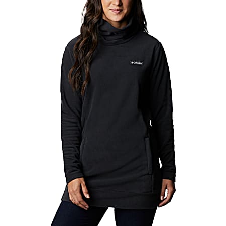Women's Ali Peak Black Logo Funnel Neck Long Sleeve Fleece Tunic