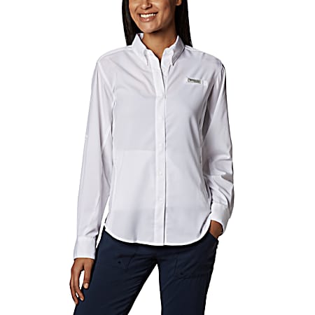 Columbia PFG Women's PFG Tamiami II White Regular Fit Snap Front Long Sleeve Shirt
