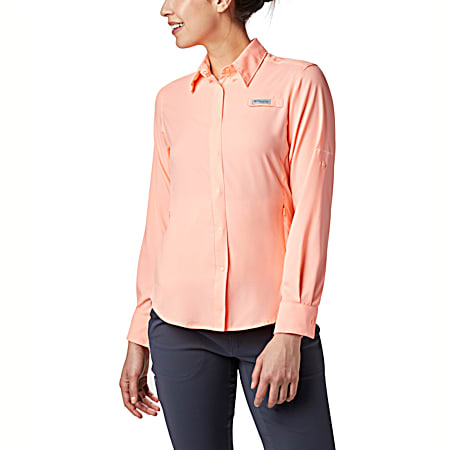 Women's PFG Tamiami II Tiki Pink Regular Fit Snap Front Long Sleeve Shirt