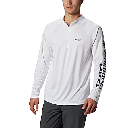 Men's PFG Terminal Tackle White/Nightshade Graphic Long Sleeve 1/4 Zip Pullover