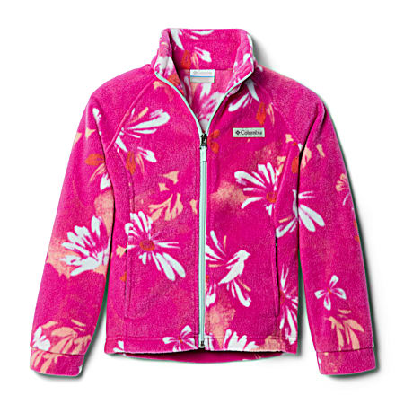 Columbia Girls' Benton Springs II Wild Fuchsia Daisy Party Multi Print Full Zip Long Sleeve Fleece Jacket