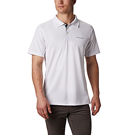 Men's Utilizer White Short Sleeve Polyester Polo Shirt