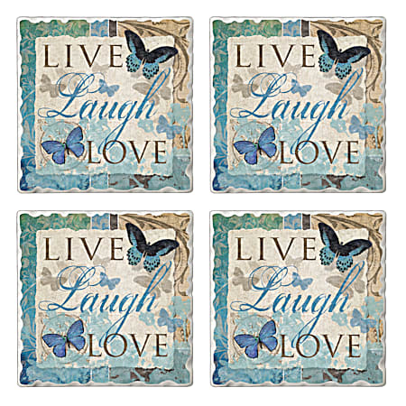 Counter Art Live Love Laugh Butterfly Coaster Set - 4 pk