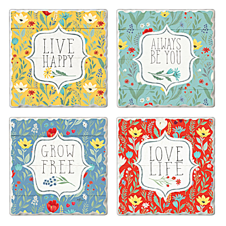 Counter Art Blooming Thoughts Coaster Set - 4 pk