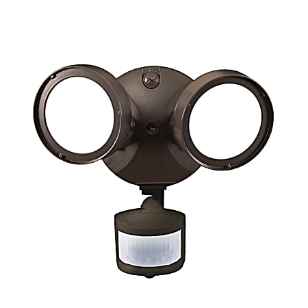 Bronze LED Twin Head Motion-Activated Round Floodlight