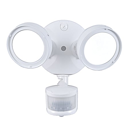 White LED Twin Head Motion-Activated Round Floodlight