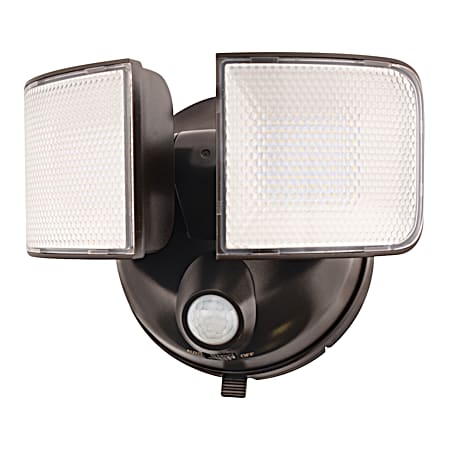 Halo Bronze LED 1000 Lumens Twin Head Motion-Activated Battery-Operated Floodlight