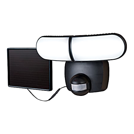 Halo Black Solar LED Twin Head Motion-Activated Outdoor Security Floodlight