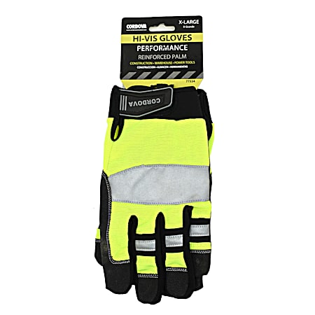Cordova Men's High Dexterity Yellow/Black Hi-Vis Gel Padded Palm Gloves