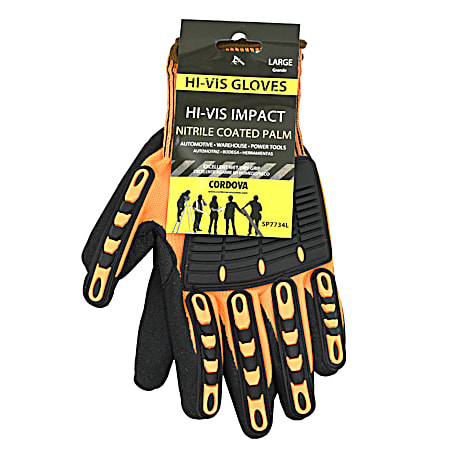 Cordova Large OGRE Hi-Vis Orange Nitrile TPR Protective Safety Gloves