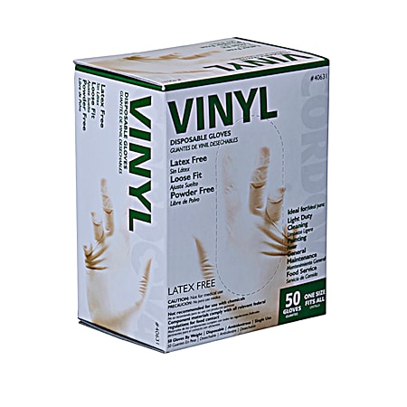 Vinyl Powder-Free Disposable Gloves - 50 Pk