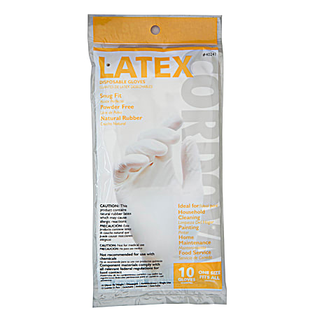 Latex Powder-Free Disposable Gloves - 10 Pk