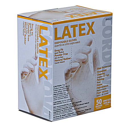 Latex Powder-Free Disposable Gloves - 50 Pk