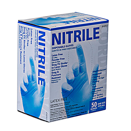 Nitrile Powder-Free Disposable Gloves - 50 Pk