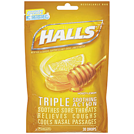 Halls Honey Lemon Menthol Drops