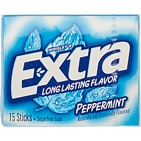 Wrigley Extra 15 CT Slim Pack Sugar Free Peppermint Chewing Gum