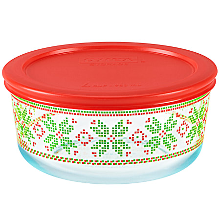 Winter Traditions Round 4 cup Storage Bowl w/ Plastic Cover