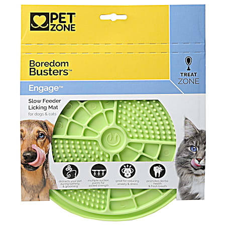 Boredom Busters Green Engage Slow Feeder Licking Mat for Dogs & Cats
