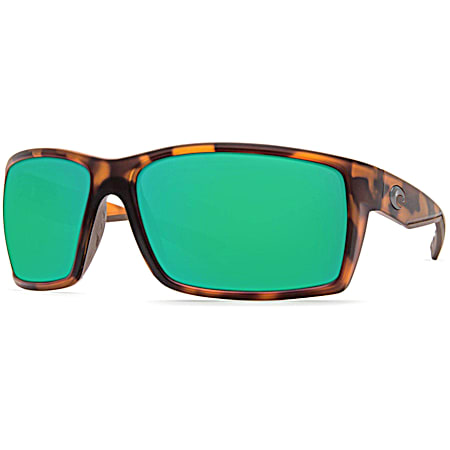 Adult Reefton Matte Retro Tortoise, Green Mirror 580P Polarized Sunglasses