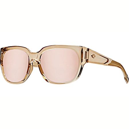 Adult Waterwoman Shiny Wahoo, Copper/Silver Mirror 580P Polarized Sunglasses