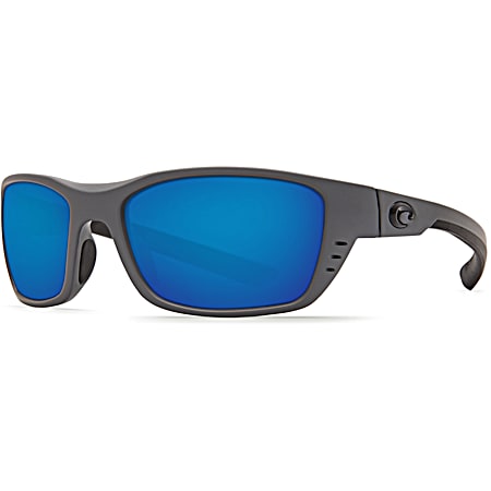 Adult Whitetip Matte Gray, Blue Mirror 580P Polarized Sunglasses