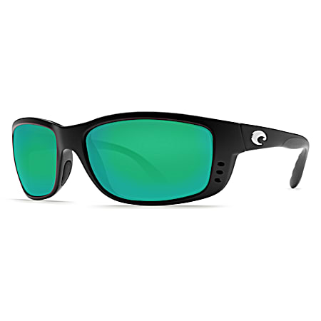 Adult Zane Matte Black, Green Mirror 580P Polarized Sunglasses