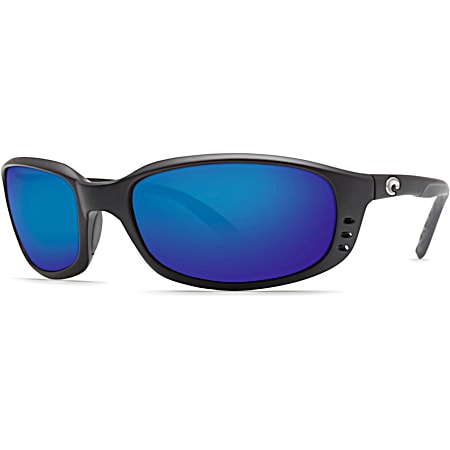 Adult Brine Matte Black Blue Mirror 580G Polarized Sunglasses