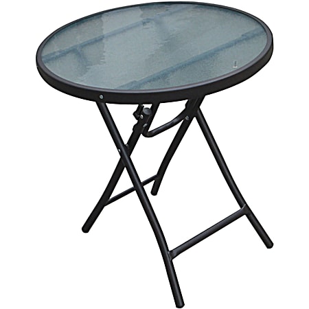 18 in Round Textured Glass Top Side Table