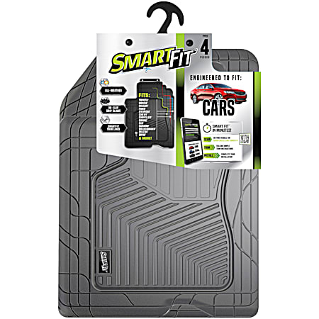 SmartFit 4 pc Grey Rubber Car Floor Mats