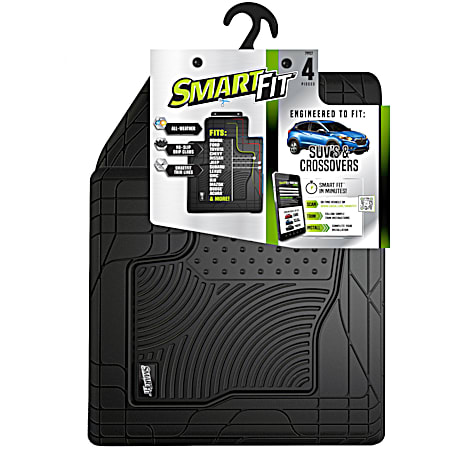 SmartFit 4 pc Black Rubber SUV/Crossover Floor Mats