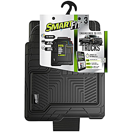 SmartFit 3 pc Black Rubber Truck Floor Mats