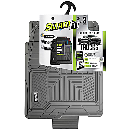SmartFit 3 pc Grey Rubber Truck Floor Mats