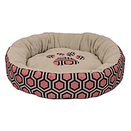 23 in Round Pet Bed w/ Paw Print - Assorted