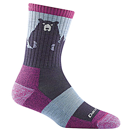 Ladies' Bear Town Micro Purple Lightweight Cushion Crew Socks