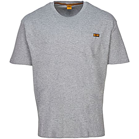 Men's Heather Grey Crew Neck Short Sleeve Pocket T-Shirt