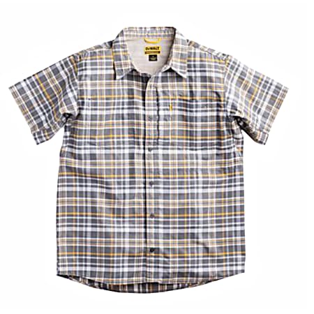 Men's Austin ProStretch Gunmetal Plaid Button Front Short Sleeve Shirt w/Pocket