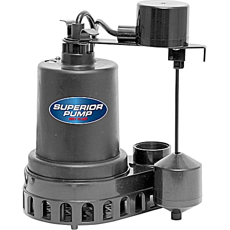 Superior 1/3 HP Thermoplastic Submersible Sump Pump w/ Vertical Float