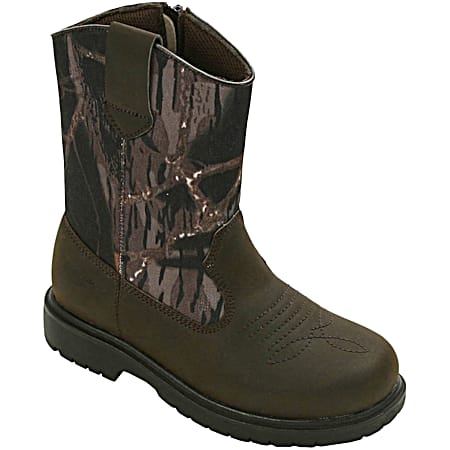 Deer Stags Boys' Tour Brown Smooth Camouflage Waterproof Low Boots